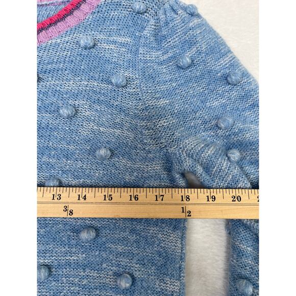 Lilly Pulitzer Verna Blue Peri Marl Metallic Pom Pom Preppy sz L Bell Sleeve - Picture 4 of 7